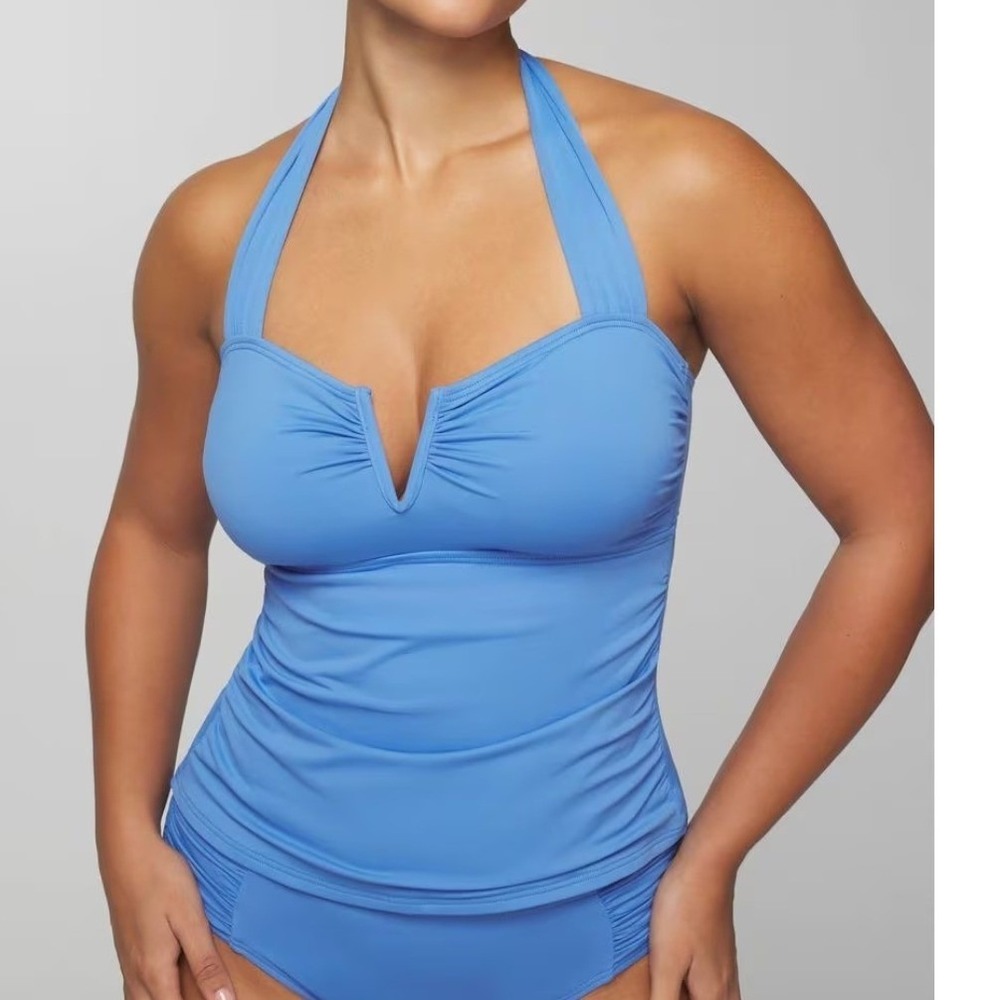 NWT SOMA Swim V Wire Halter Tankini French Blue Size M